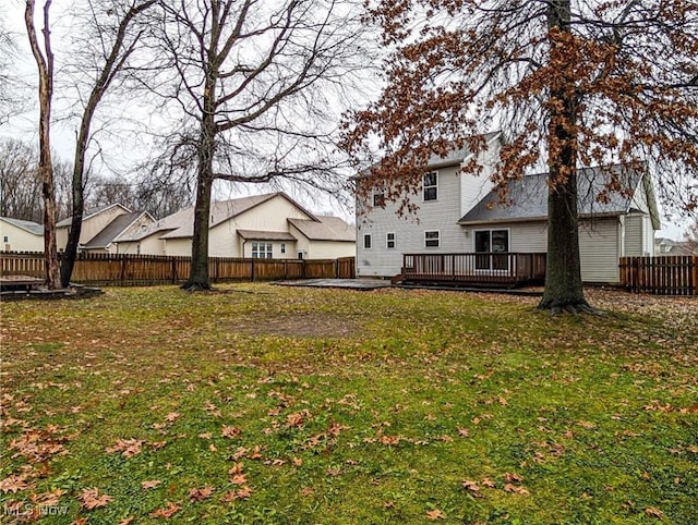 view of yard featuring a deck