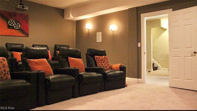 view of carpeted cinema room