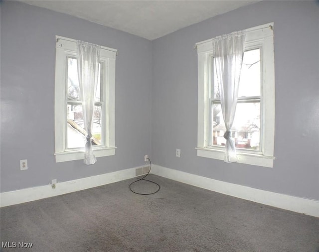 spare room with plenty of natural light and carpet floors