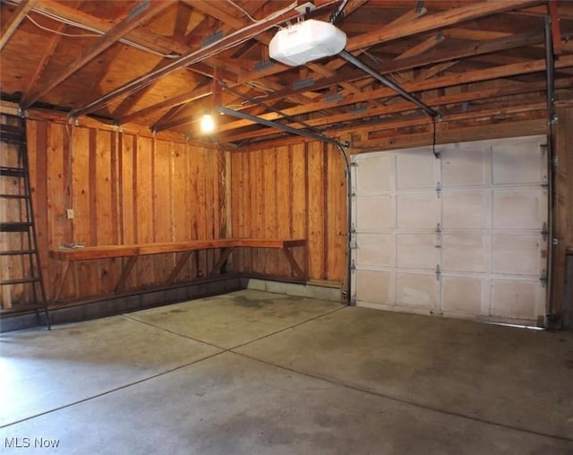 garage with a garage door opener