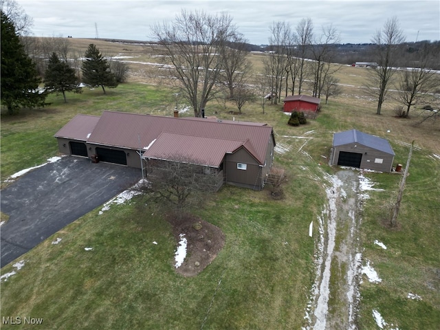 bird's eye view with a rural view