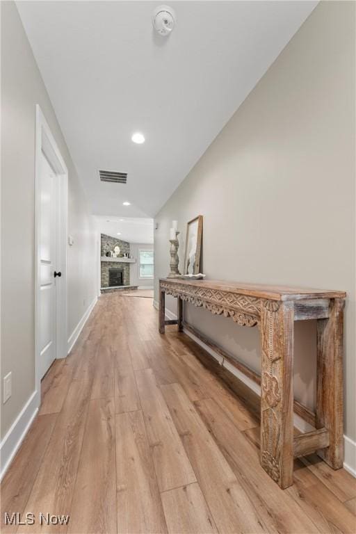 corridor featuring light hardwood / wood-style flooring