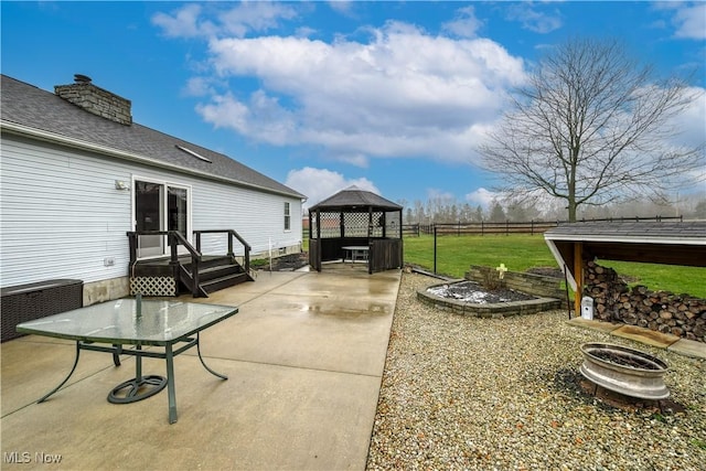 view of patio featuring a gazebo