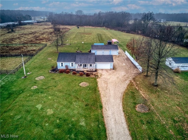 aerial view with a rural view