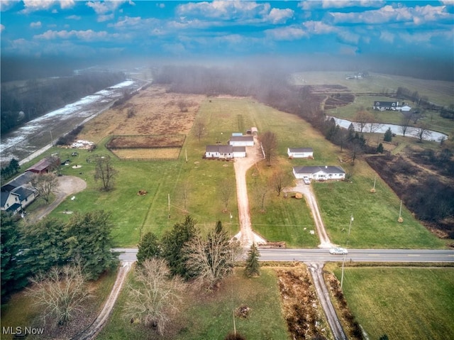 bird's eye view featuring a rural view