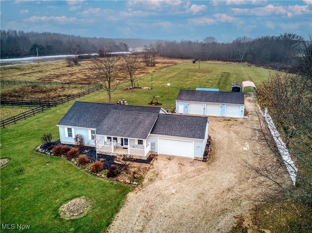 bird's eye view with a rural view