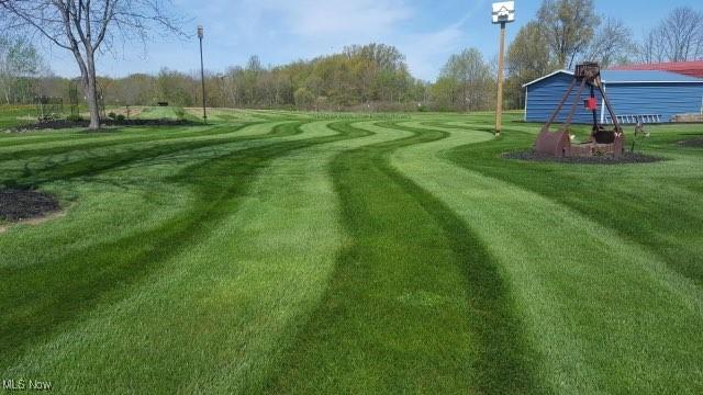 surrounding community with a yard and a water view