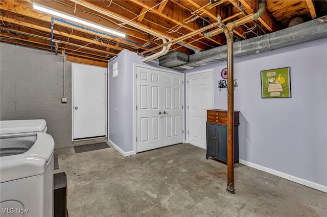 basement with separate washer and dryer