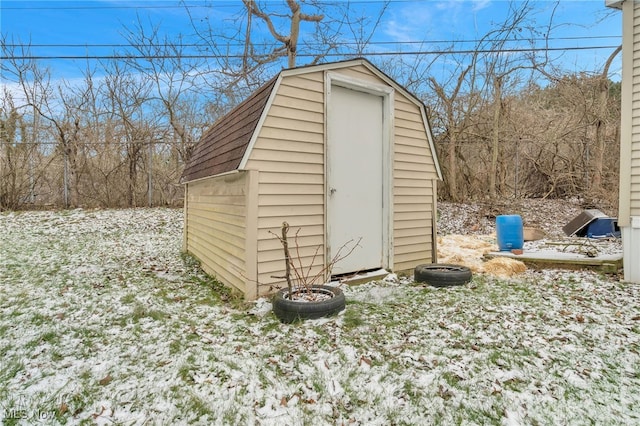 view of snow covered structure