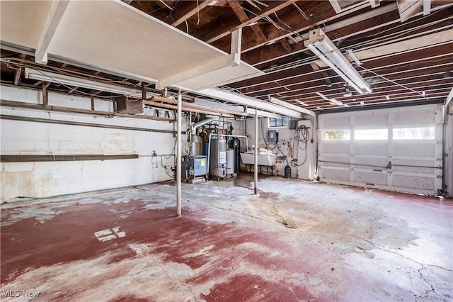 garage featuring gas water heater