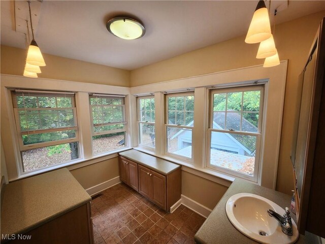 bathroom featuring a wealth of natural light and sink