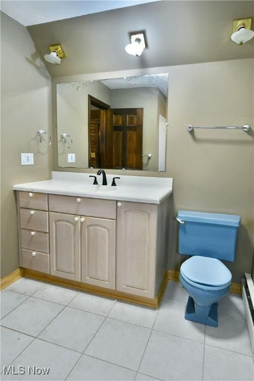 bathroom with tile patterned floors, vanity, and toilet