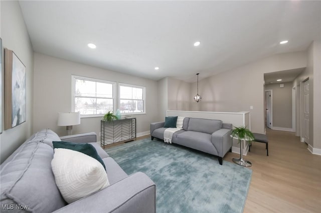 living room featuring light hardwood / wood-style floors