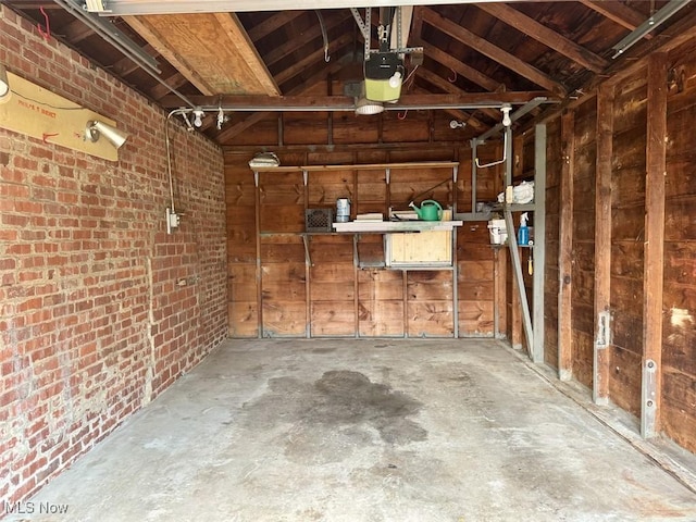 garage with a garage door opener