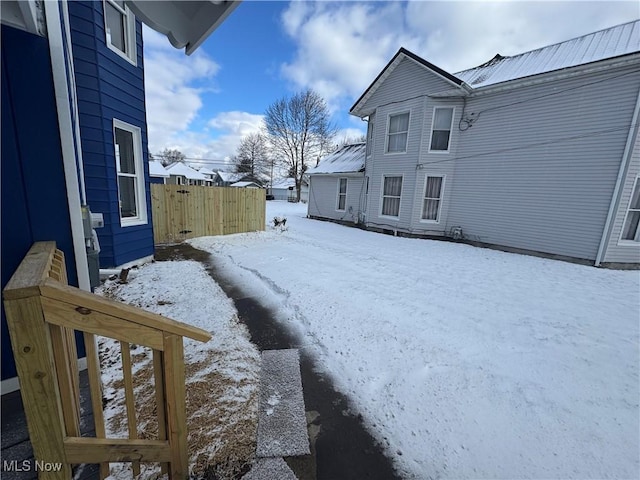 view of yard covered in snow