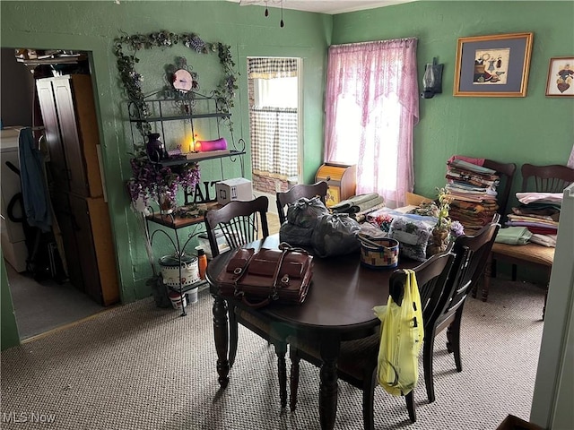 dining room with carpet