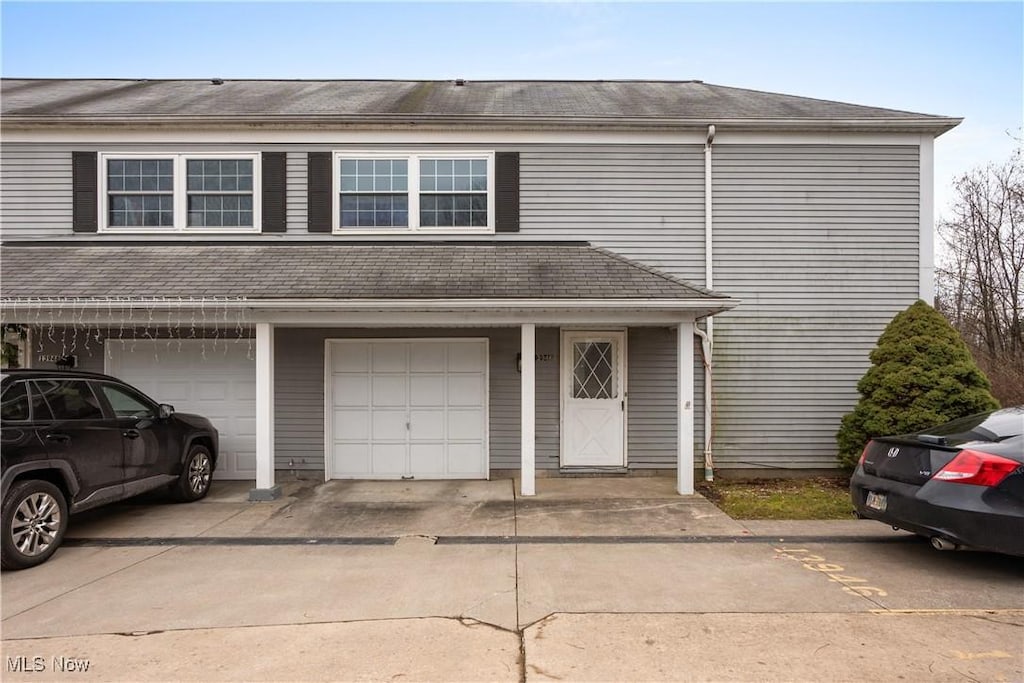 view of property featuring a garage