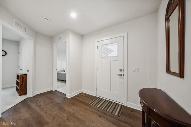 foyer with dark wood-type flooring