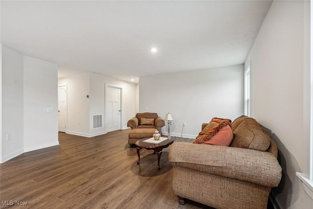 living room with hardwood / wood-style flooring