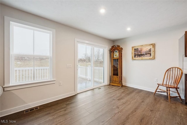 unfurnished room featuring dark wood-type flooring