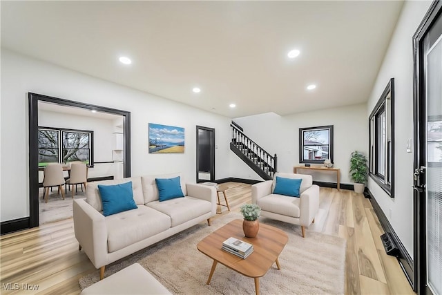 living room featuring light hardwood / wood-style floors