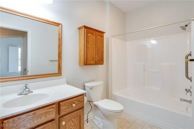 full bathroom featuring vanity, toilet, and shower / bathtub combination