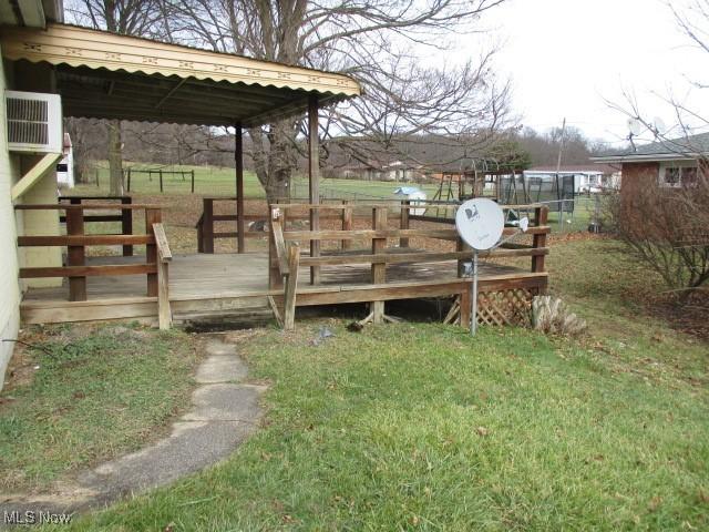 deck with a lawn