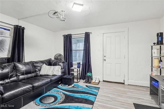 living room featuring light wood-type flooring