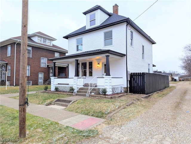 view of front of property with covered porch