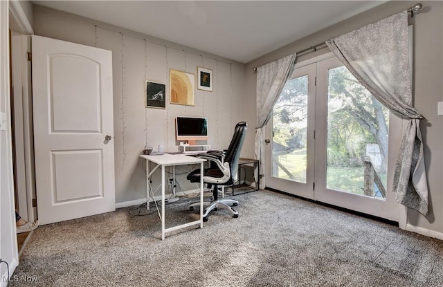 view of carpeted office