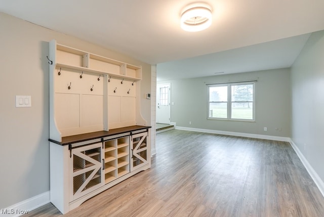 mudroom with hardwood / wood-style flooring