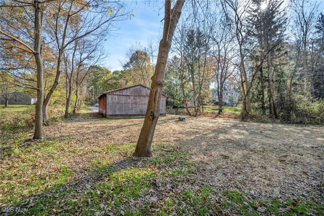 view of yard featuring an outbuilding