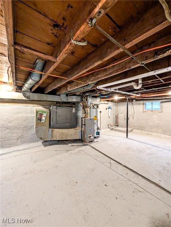 basement with gas water heater