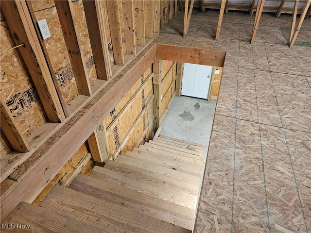 view of unfinished attic