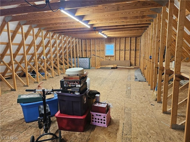 view of unfinished attic