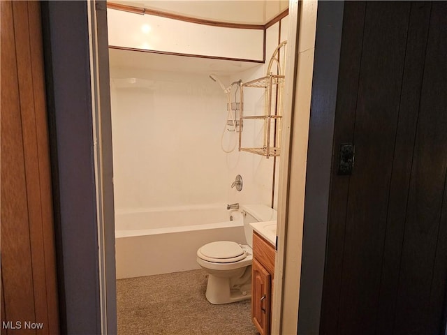 full bathroom with vanity, toilet, and tub / shower combination