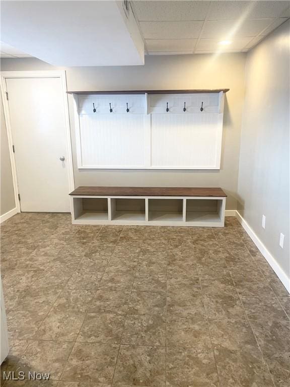 mudroom with a drop ceiling