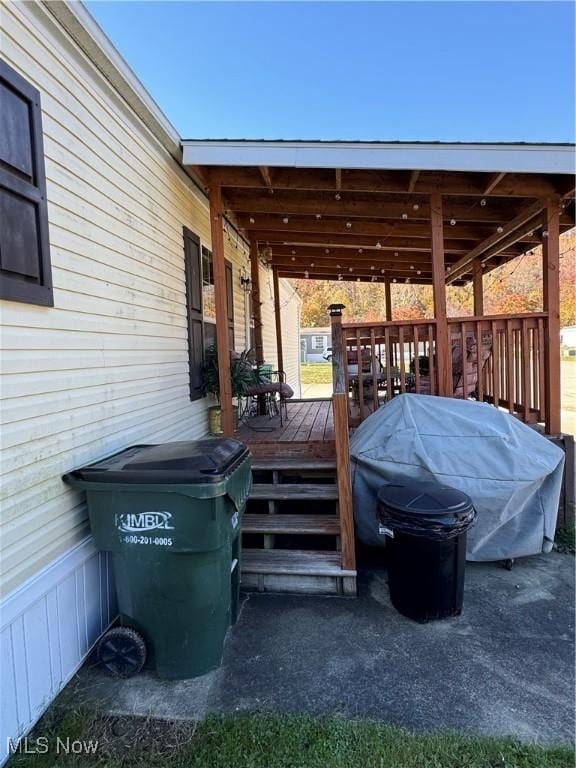 view of patio with a wooden deck