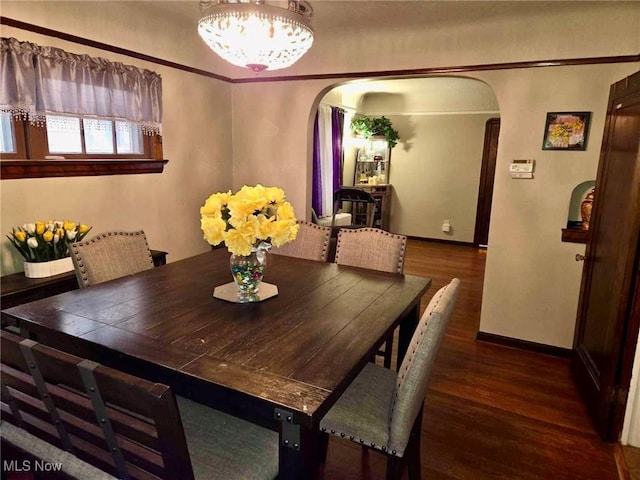 dining room with dark wood-type flooring