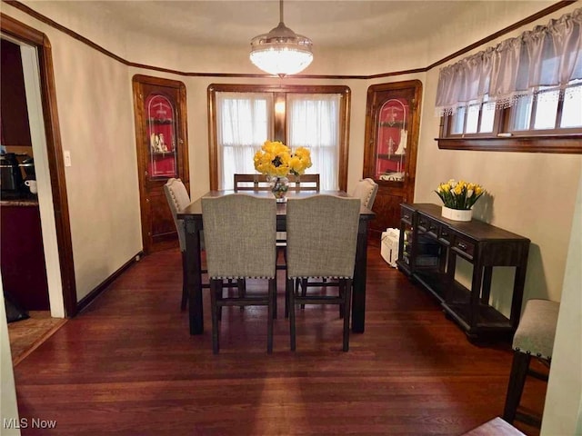 dining area featuring dark hardwood / wood-style flooring