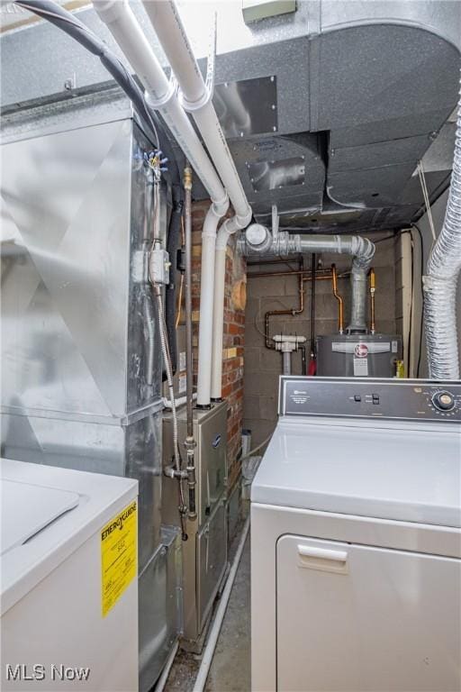 utility room featuring washer / dryer and water heater