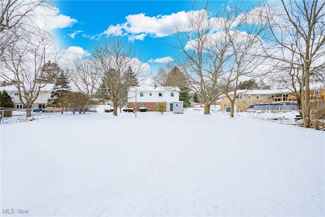 view of yard covered in snow