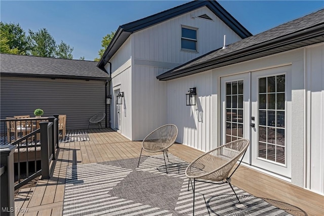 wooden deck with french doors