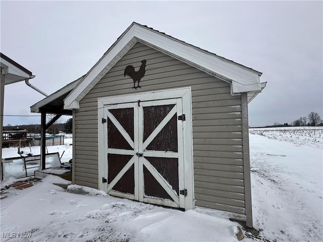 view of snow covered structure