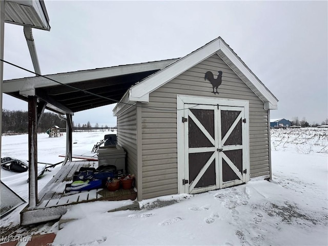 view of snow covered structure