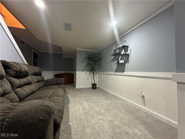 interior space featuring crown molding