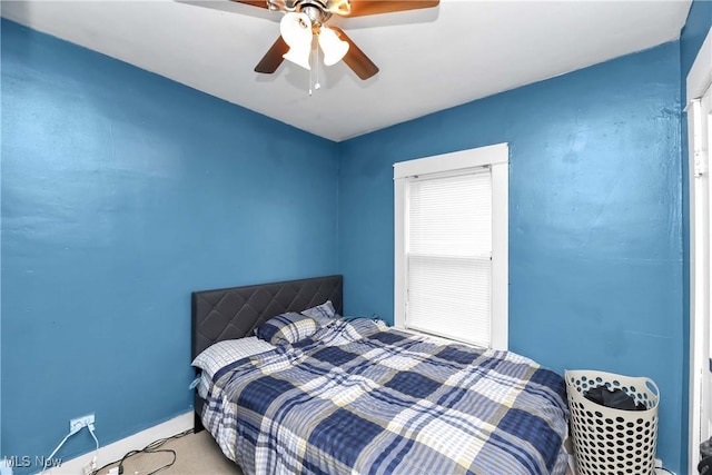 bedroom with carpet and ceiling fan