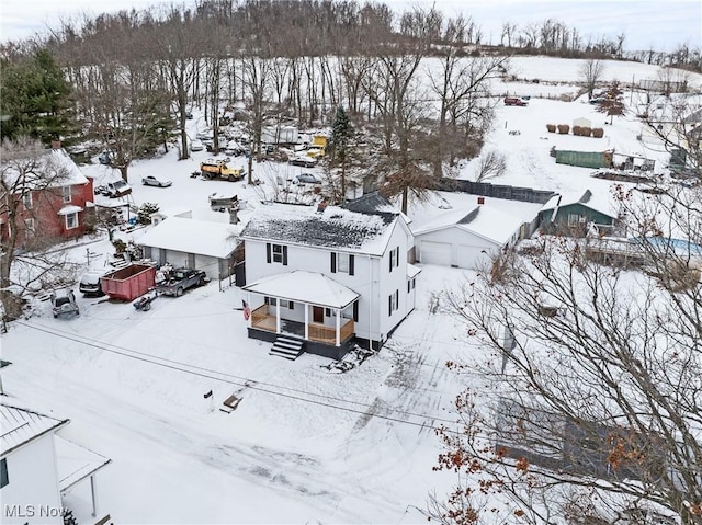 view of snowy aerial view