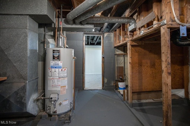 utility room with gas water heater