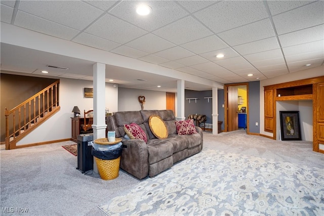 living room featuring carpet flooring